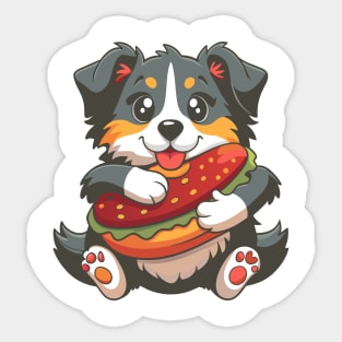 cute dog hugging hotdog Sticker